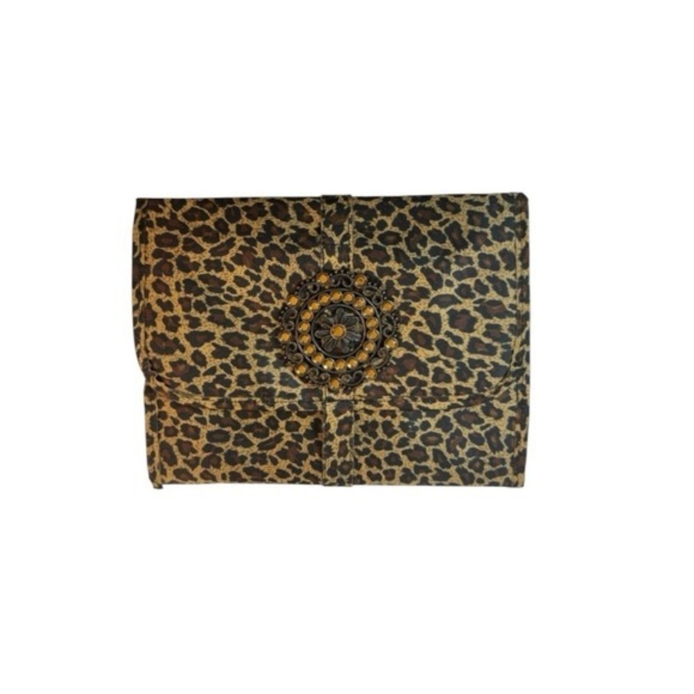 $4/40 Toiletry Cosmetic Bag Leopard Print Rhinestone Embellished Makeup‎ Travel